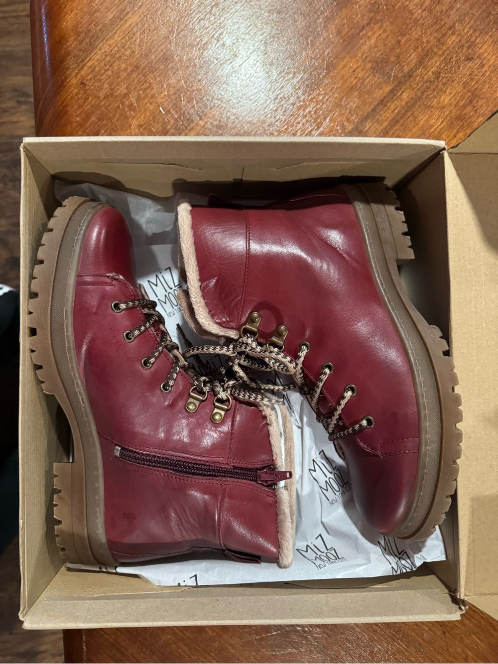 Miz Mooz Burgundy Lug-Sole Ankle Boots